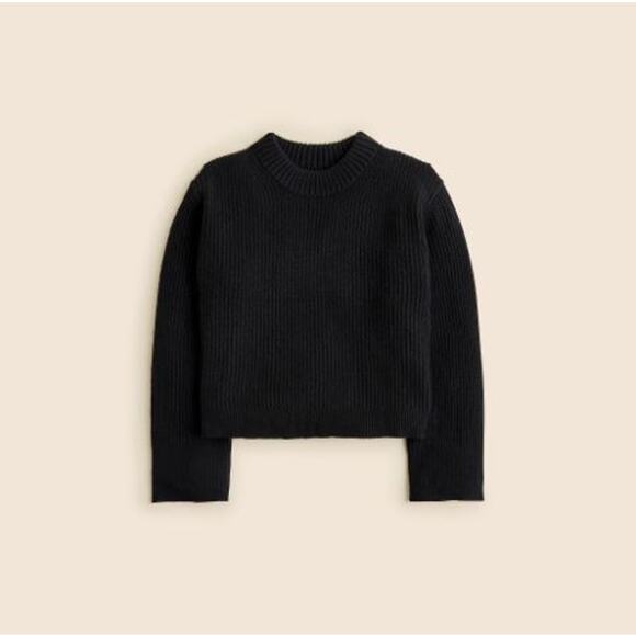 J. Crew Women's Ribbed Cashmere Cropped Crewneck Sweater CB928 Black Size M NWOT - Picture 1 of 2